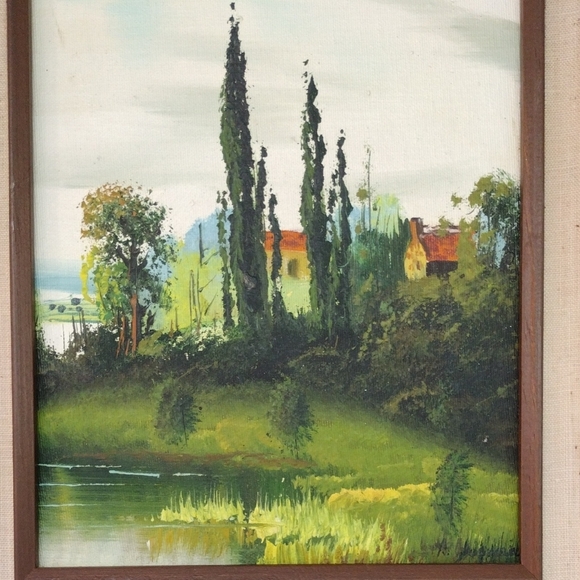 Vintage Landscape Painting with Frame - Picture 2 of 9